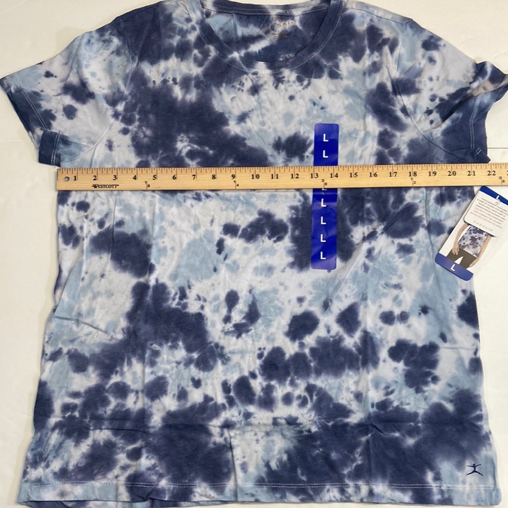 Tie Dye T-shirt Crew Neck Short Sleeve  Large Blue